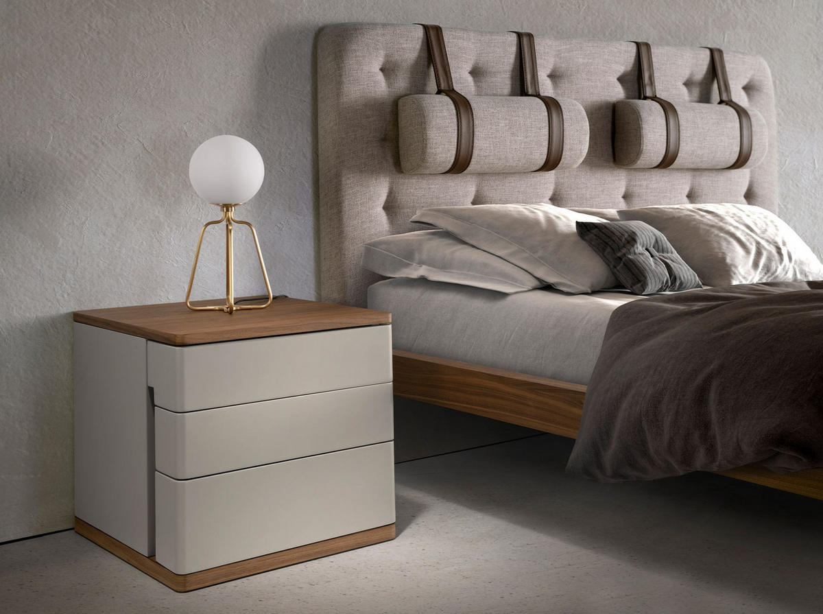 NACHTSCHRANK Nachttisch aus grauem Holz und Nussbaum 46/46/45 cm - Walnussfarben/Grau, Holz (46/45/46cm) - ANGEL CERDA