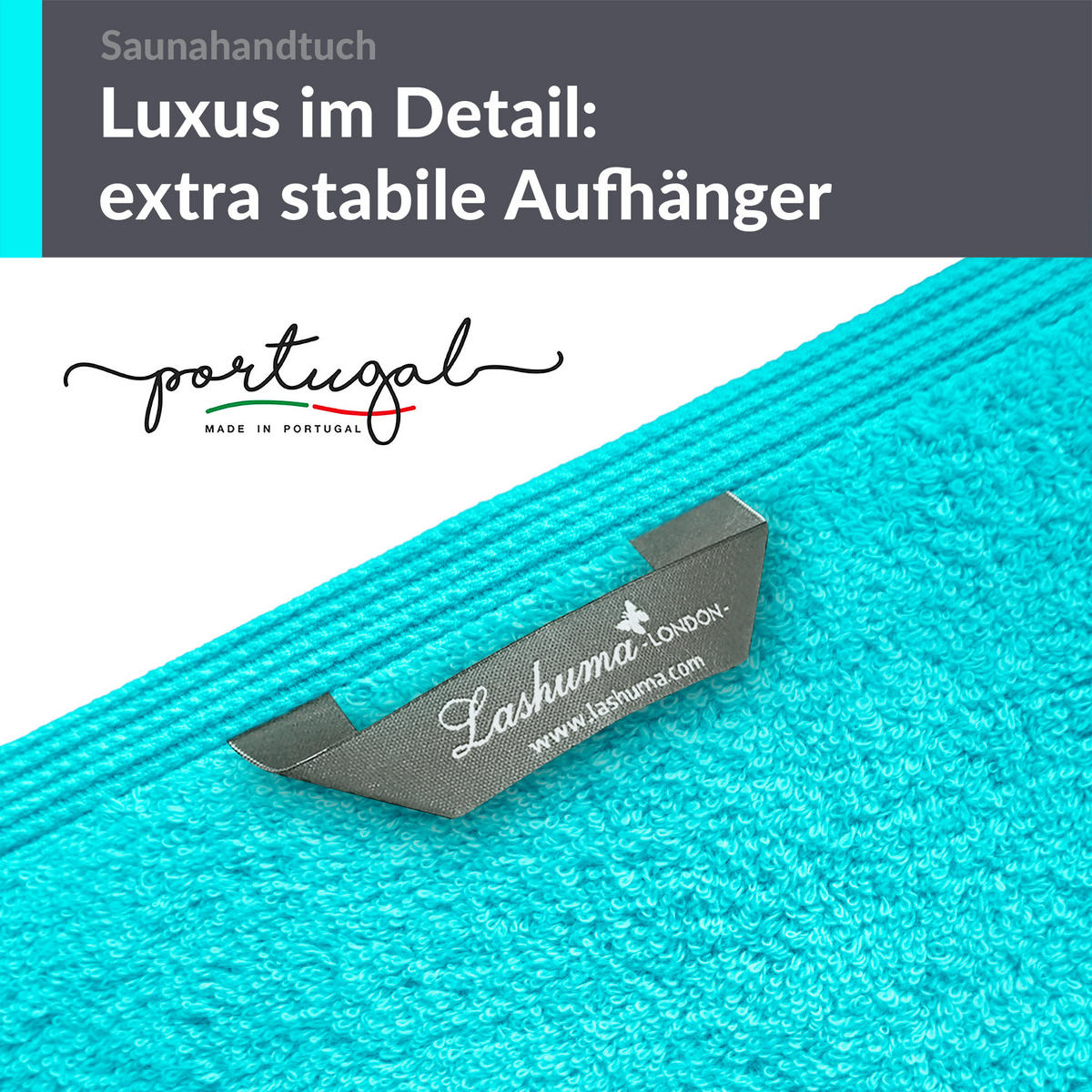BADETUCH London Lagunen Türkis 100x200 cm - Türkis, Textil (100/200cm) - Lashuma