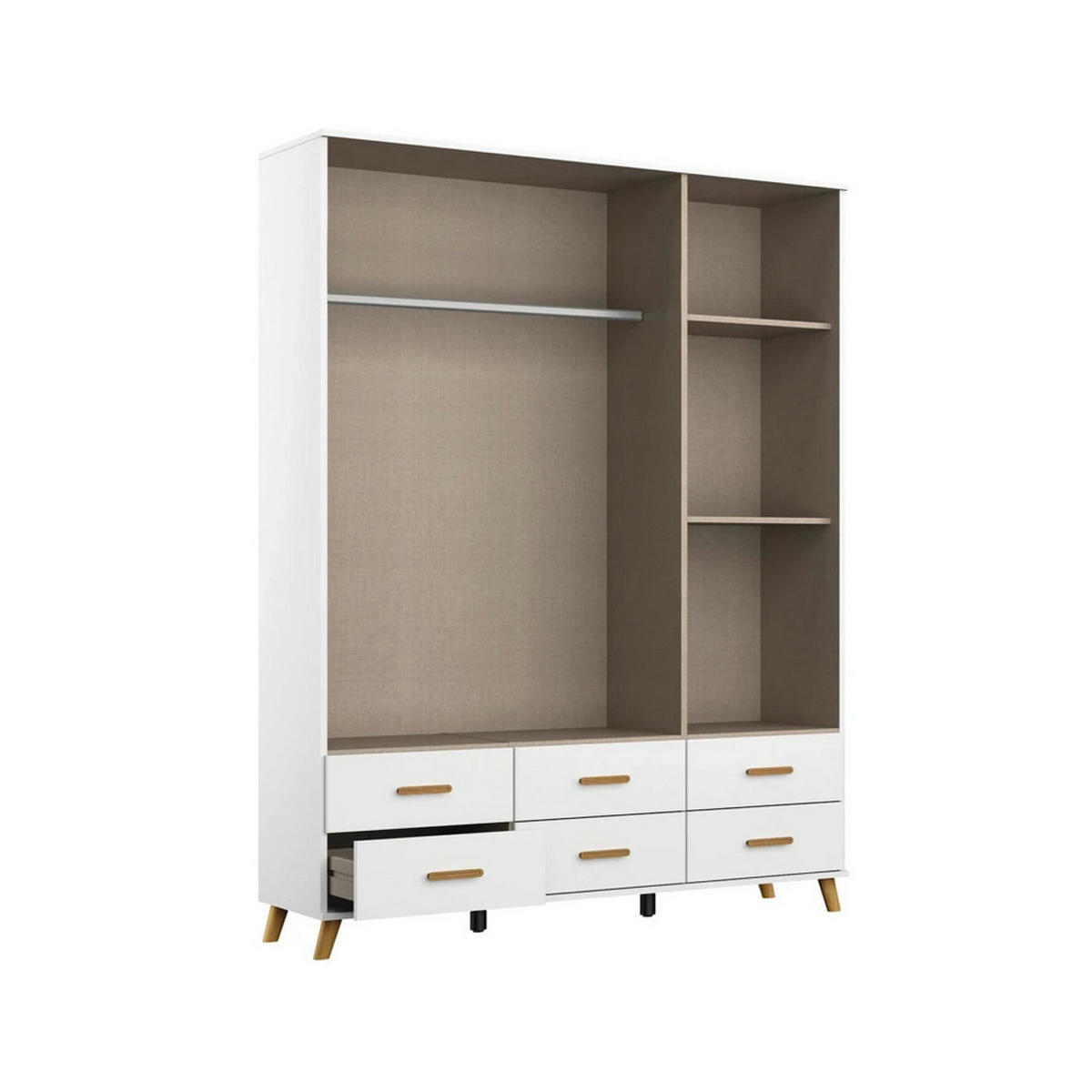 BABYZIMMER Mieke in Weiß mit Esche Coimbra massiv 8 teilig - Weiß, Holzwerkstoff (120/200/80cm)