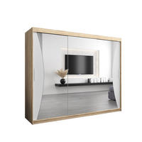 SCHWEBETÜRENSCHRANK 200/250/62 3-türig - Silberfarben/Weiß, Holz/Kunststoff (250/200/62cm) - Abiks Möbel