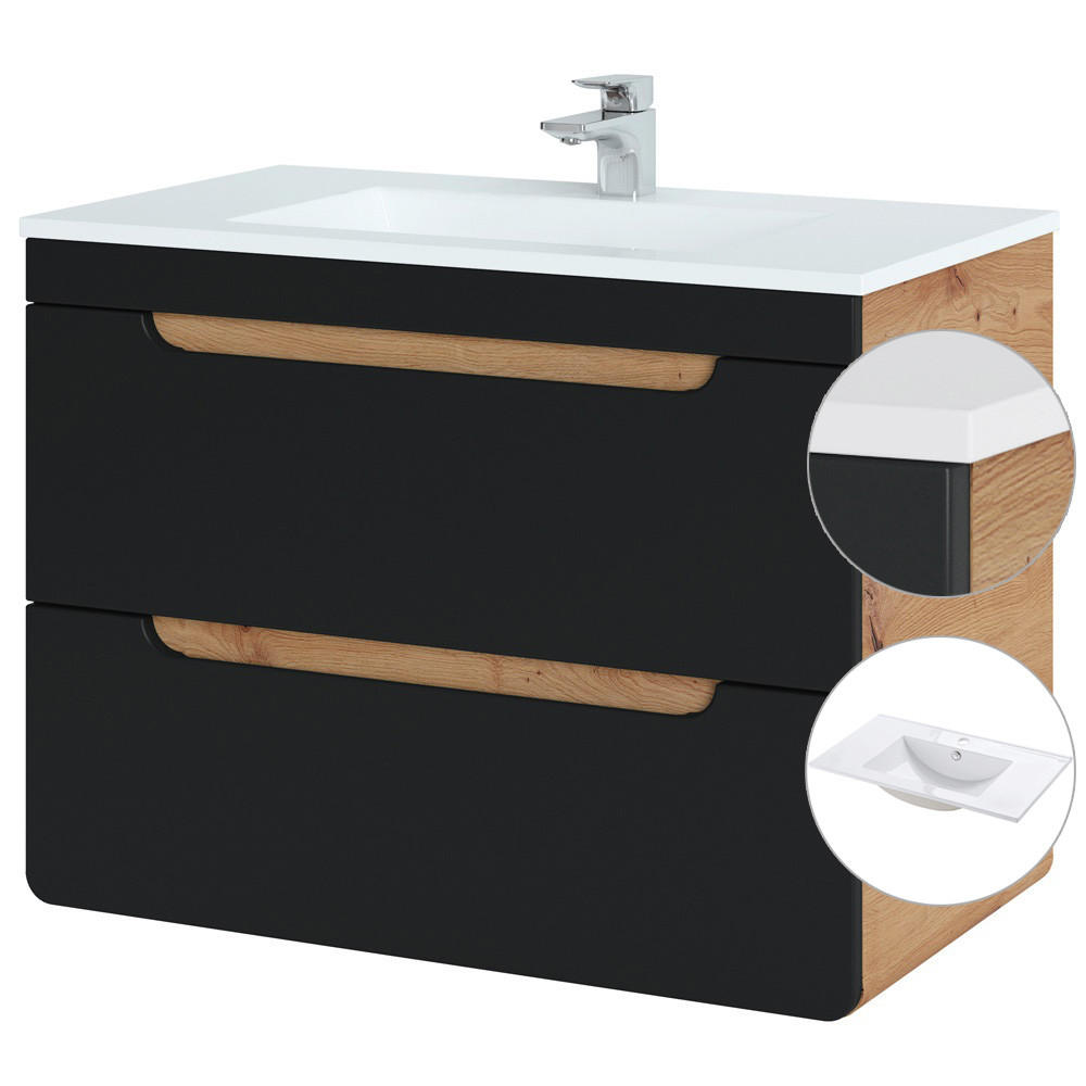 WASCHTISCH NEW-LUTON-136 New - Anthrazit, Holzwerkstoff (81/61/46cm) - Lomado