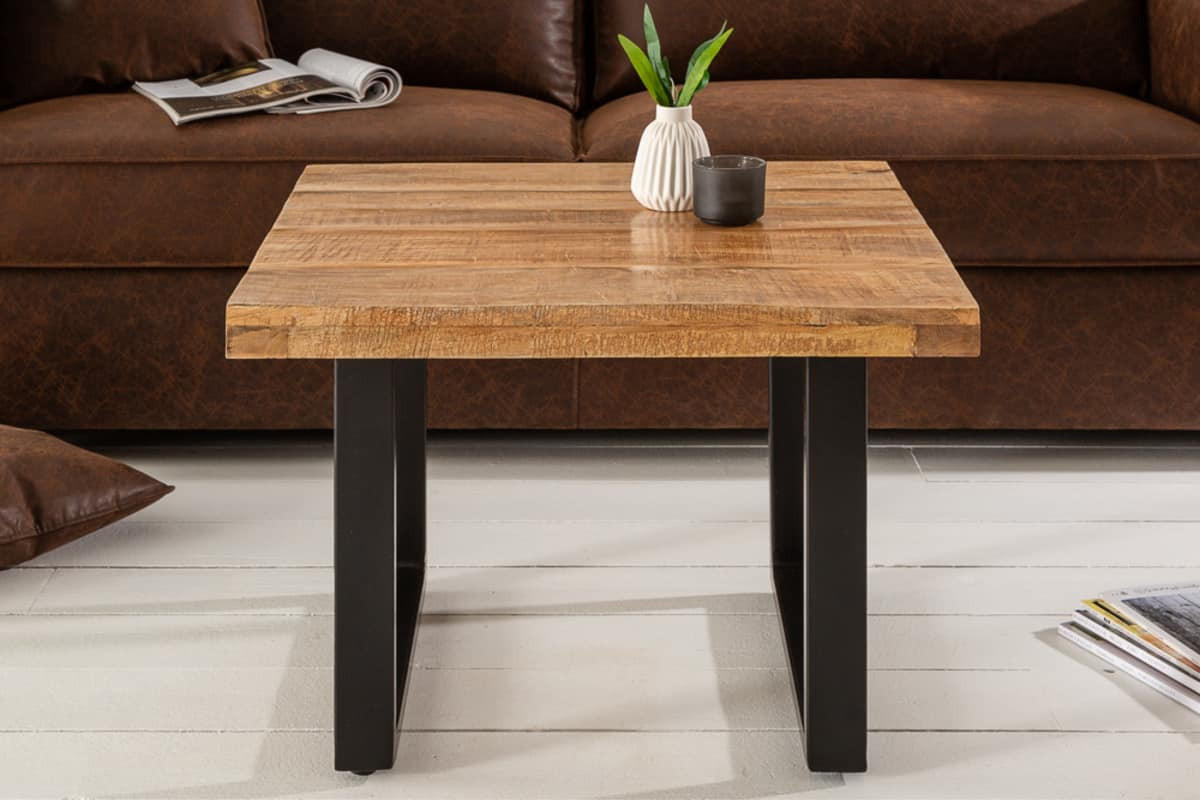 COUCHTISCH IRON CRAFT Mango rechteckig Natur|Schwarz 60cm - Goldfarben/Schwarz, Holz/Metall (60/60/45cm) - riess-ambiente