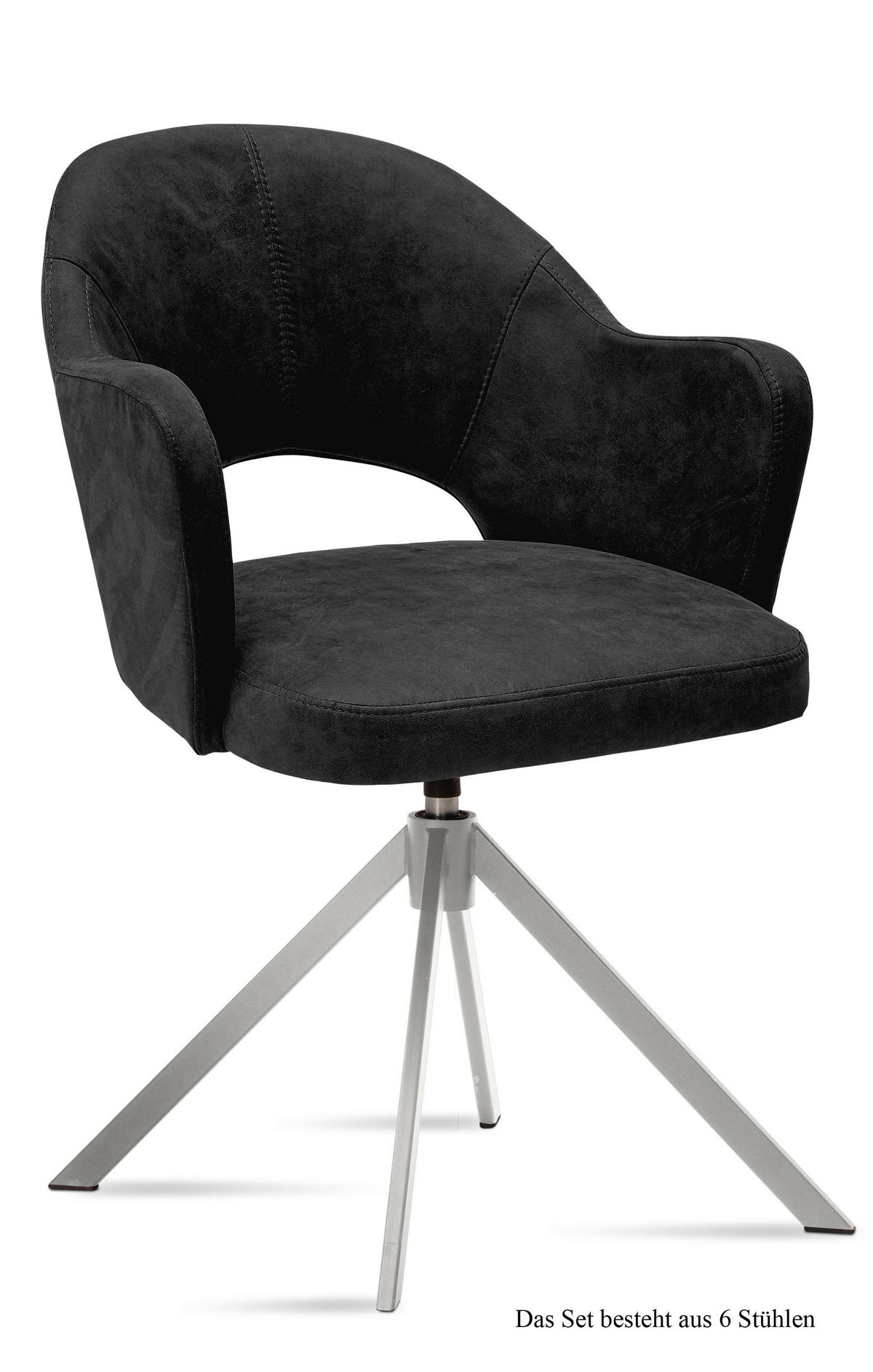 ARMLEHNSTUHL drehbar (6er-Set) Davinia 59x87x61 Edelstahl/Anthrazit - Edelstahlfarben/Anthrazit, Kunststoff (61/87/59cm) - 58aufmkessel