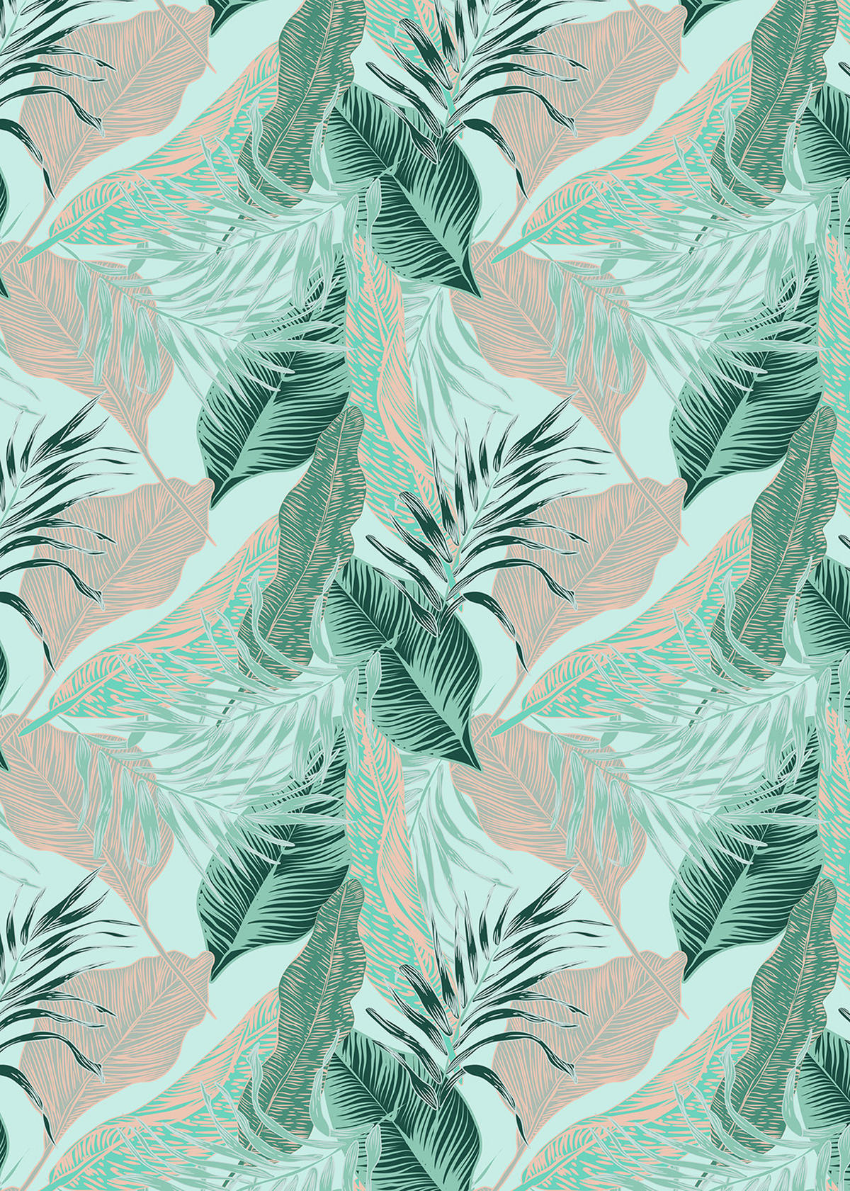 VERDUNKELUNGSROLLO 100x140 cm Tropische Blätter - Blau, Textil (100/140cm) - TULUP