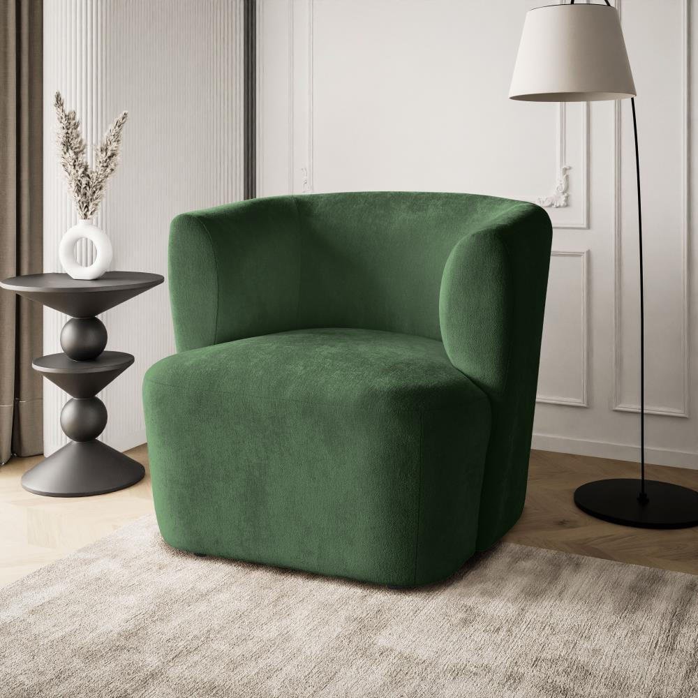 SESSEL Nori dunkelgrün velour - Dunkelgrün/Schwarz, Kunststoff/Textil (75/68/72cm) - Beautysofa