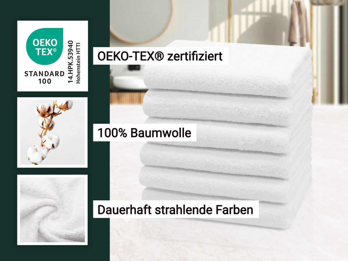 HANDTÜCHER, 6er-Set, 50x100 cm, 100% Baumwolle, Weiß - Weiß, Textil (50/100cm) - Zollner