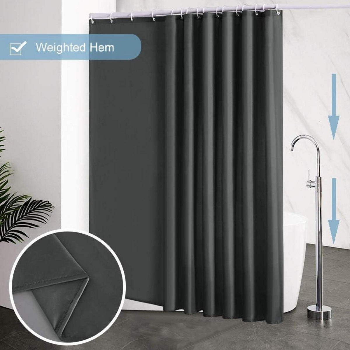 DUSCHVORHANG Dunkelgrau 244 x 200 cm - Anthrazit, Textil (244/200cm)
