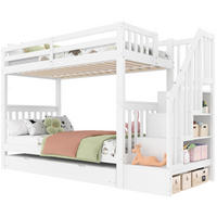 ETAGENBETT 90/200 cm & 90/190 cm in Weiß mit Ausziehbett und Treppenregal - Weiß, Holz (90/200cm) - STILVORA