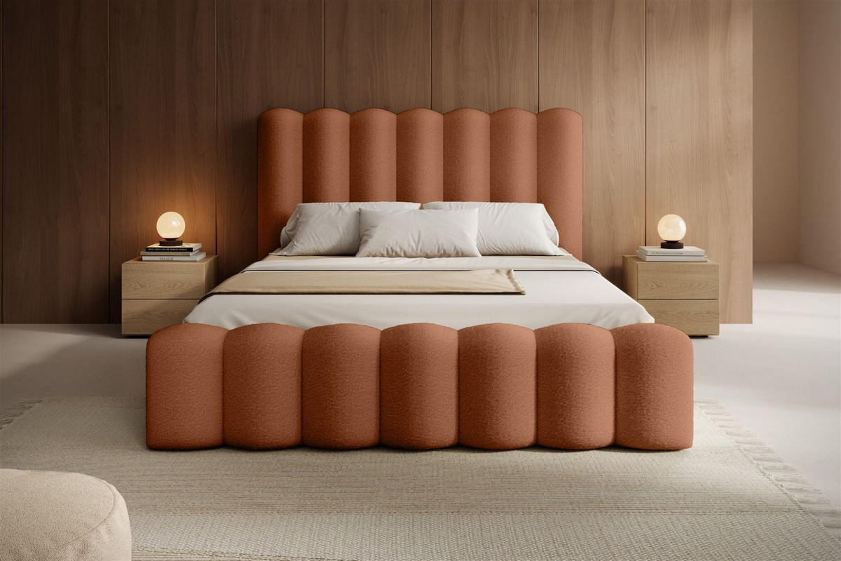 POLSTERBETT Macon In Euphoria - Rotbraun, Holzwerkstoff/Textil (180/200cm) - Fun Möbel