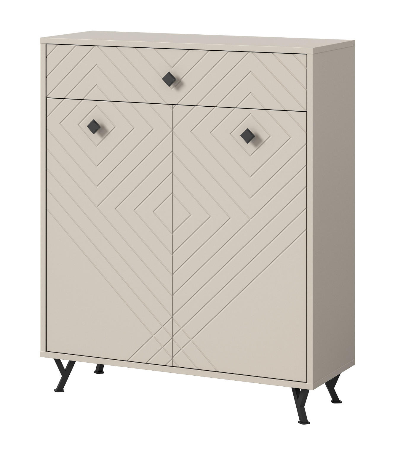 SCHUHSCHRANK Sand matt 80 cm, Kommode mit Fräsungen - Sandfarben/Beige, Holzwerkstoff/Metall (80/100/35cm) - Inn.Furn