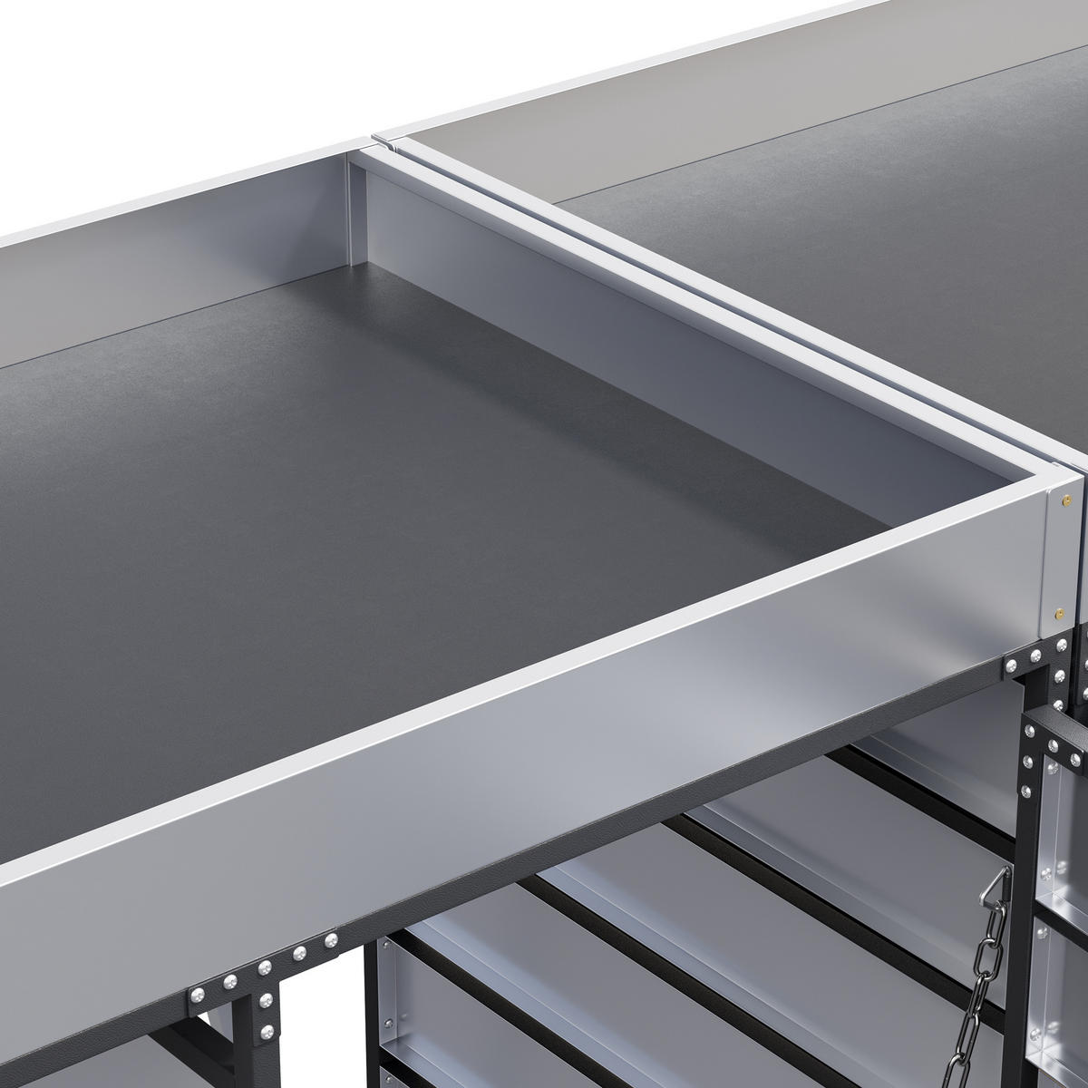 MÜLLTONNENBOX mit Pflanzkasten,Vertikale Holzmaserungspaneele 4er-Set - Grau, Metall (262/120/79cm) - PARAFTA HOME