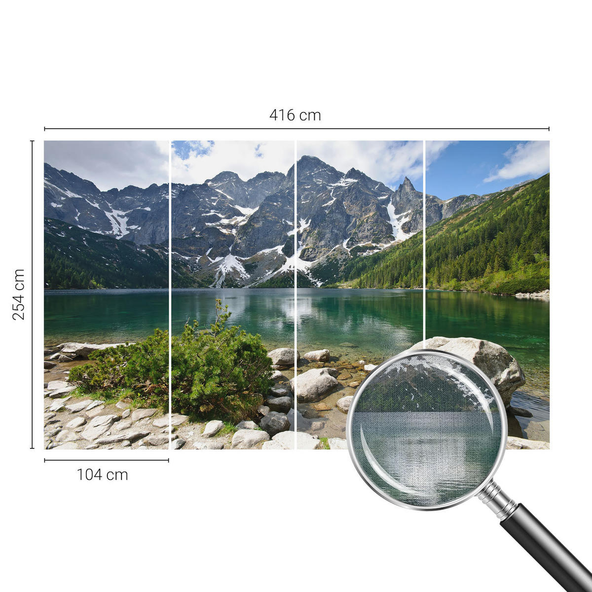 FOTOTAPETE 416x254 cm - Bergsee - Grün, Textil (416/254cm) - Wallfluent