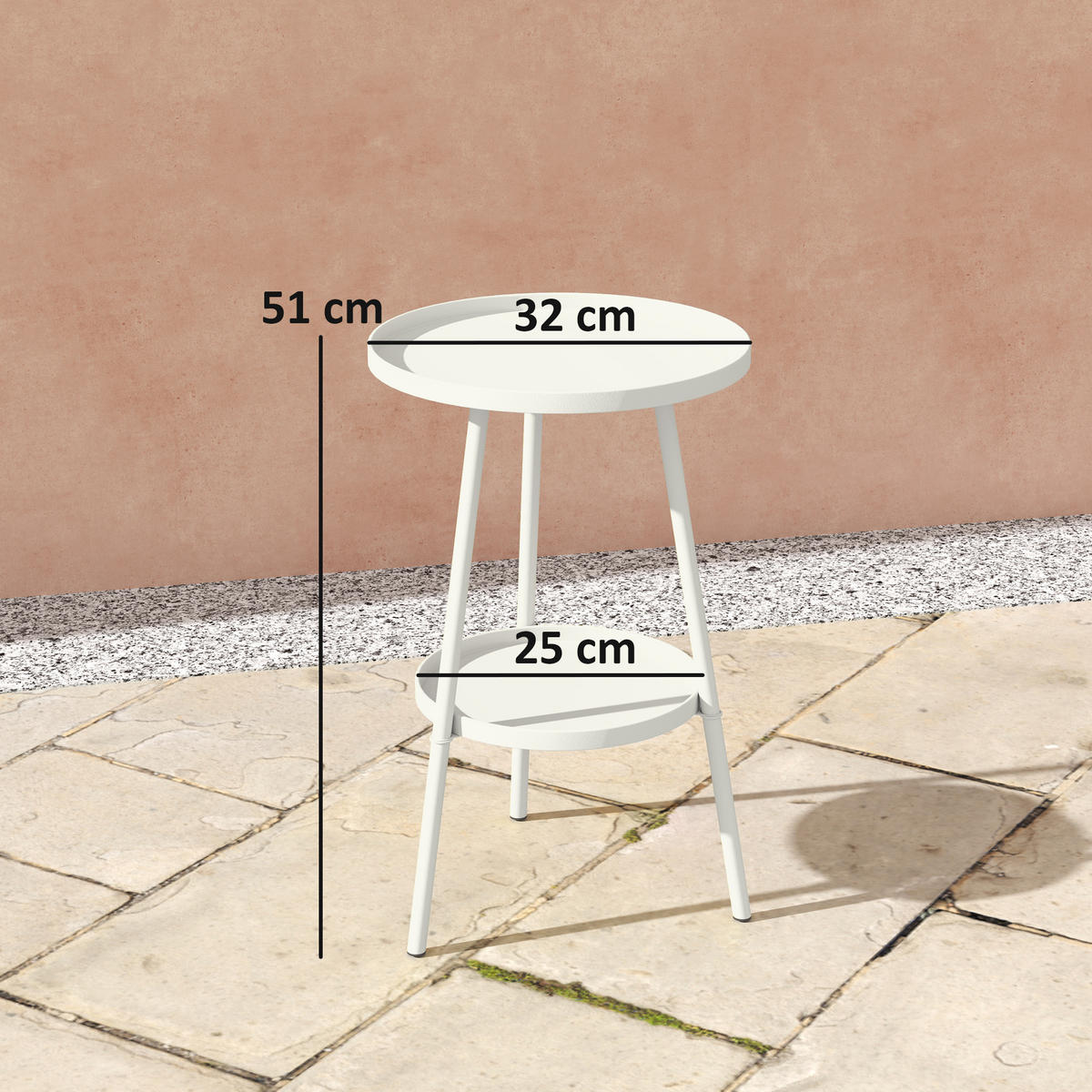 GARTENTISCH,WEISS,1 Stück - Weiß, Metall (32/32/51cm) - GiPP