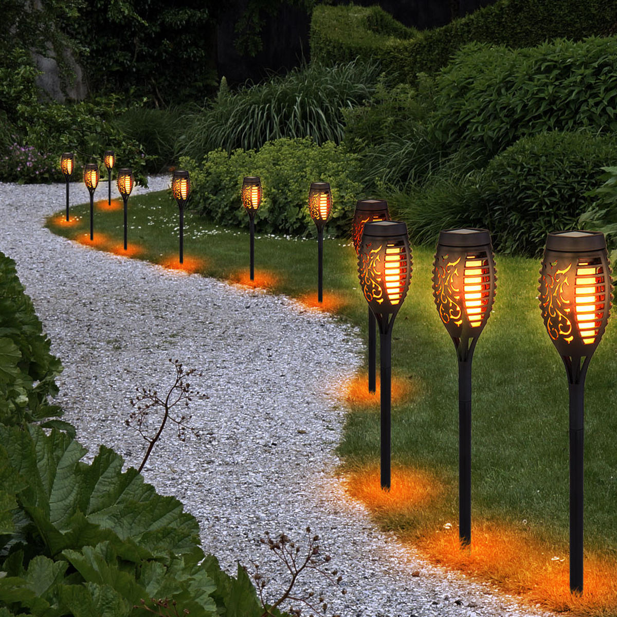 LED AUSSENLEUCHTE Solar Steckleuchte Schwarz 6er Set - Schwarz, Kunststoff (7.5/7.5/49.5cm) - Globo Lighting