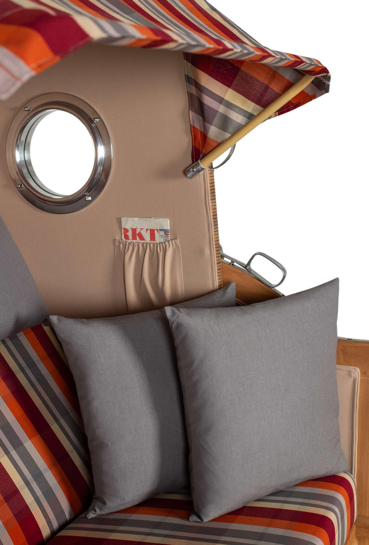 STRANDKORB XXL Düne Grande Teak Banana - Rot/Braun, Metall (142/170/95cm) - Mr. Deko