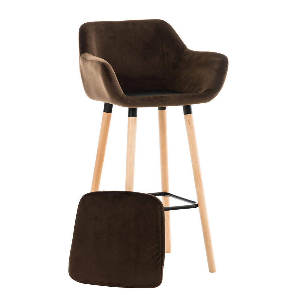 Thumbnail - TPFLiving Barhocker, Braun, Textil, Gittergestell, 55x99x46 cm, Esszimmer, Barmöbel, Barhocker