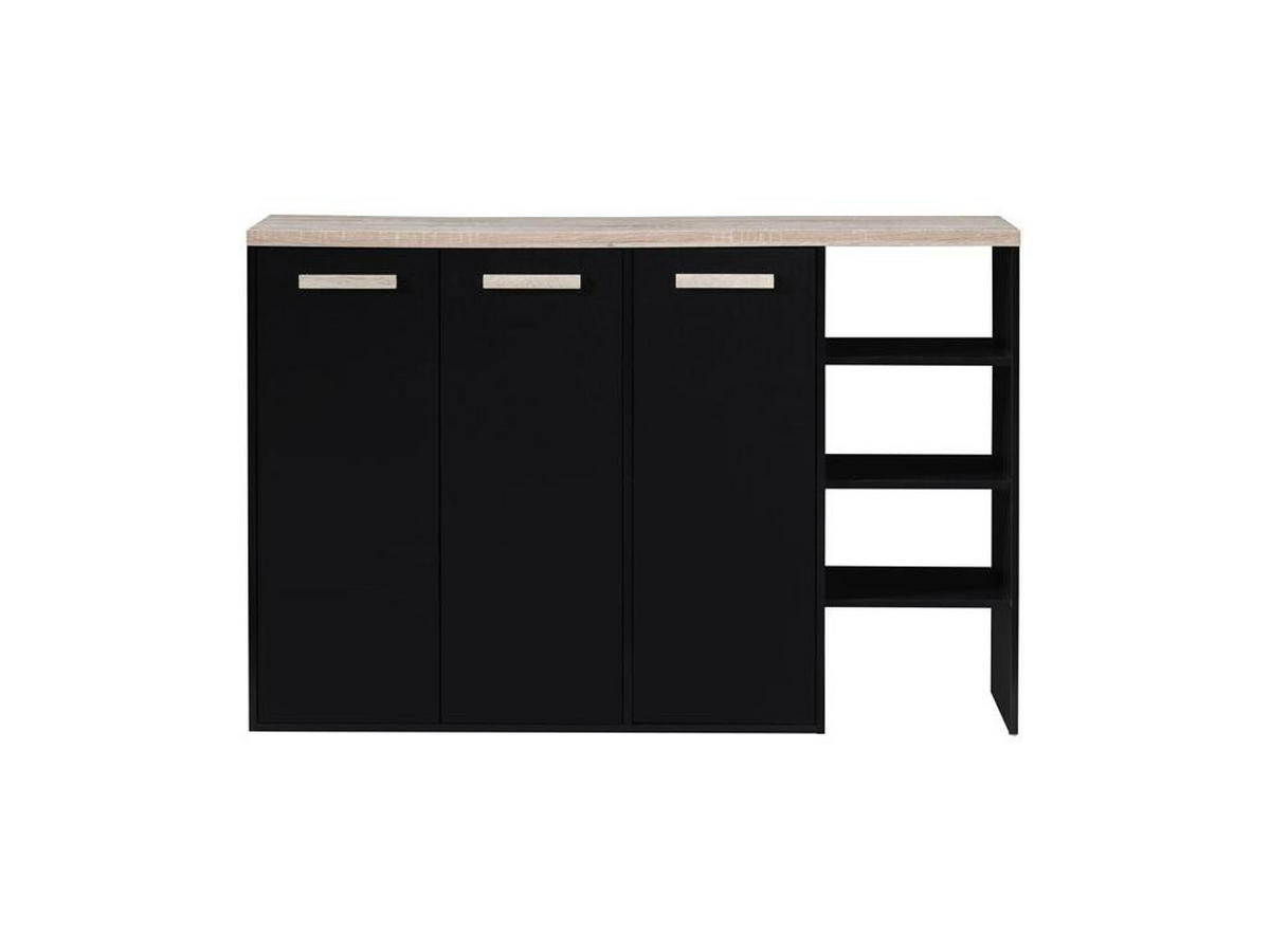 SCHUHSCHRANK - 120 cm x 30 cm - Holz, Platte - Schwarz, Naturfarben Hell - SKAIDO - Schwarz/Naturfarben, Holz (120/80/30cm) - Vente-Unique
