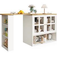 KÜCHENINSEL DREHBARE ESSBAR mit Snackregal, Sideboardschrank, MDF/Glas, Weiß, 138-204/39/102,5 cm - Weiß, Kunststoff (39/102.5/138cm) - Rolipo