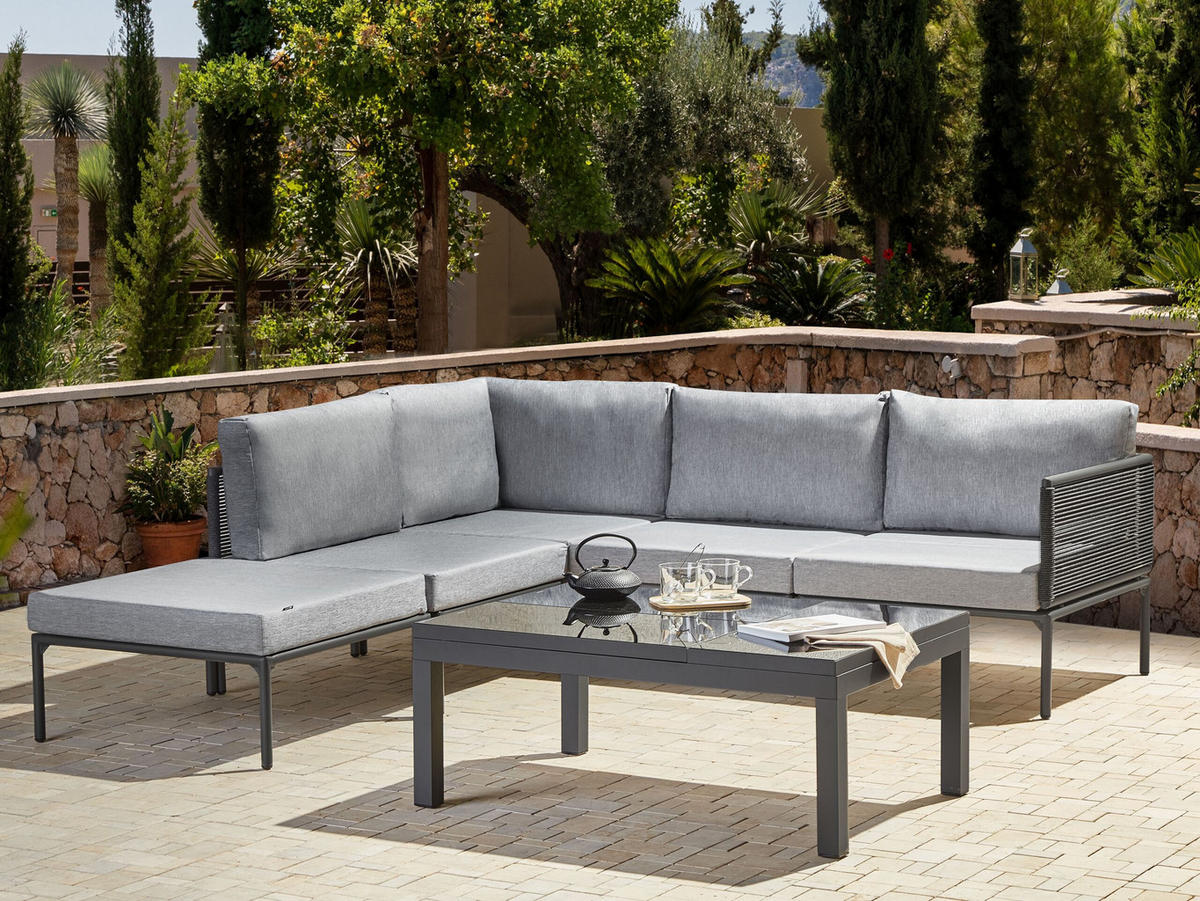 LOUNGE-SET 6-Sitzer grau Forano - Grau, Metall - Beliani