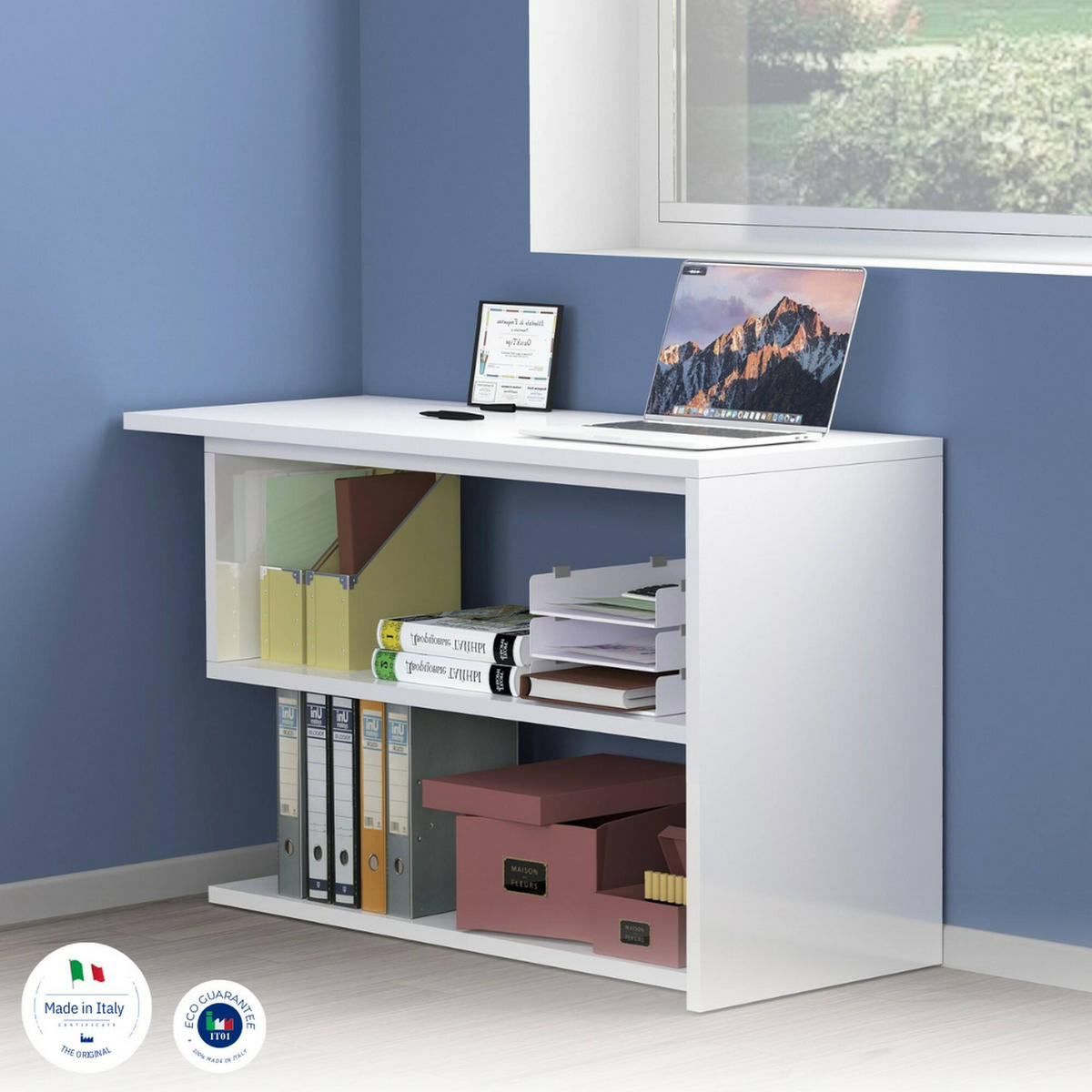 SCHREIBTISCH Glänzendes Weiß 50/120/75 cm - Weiß, Holzwerkstoff (50/120/75cm) - DMORA