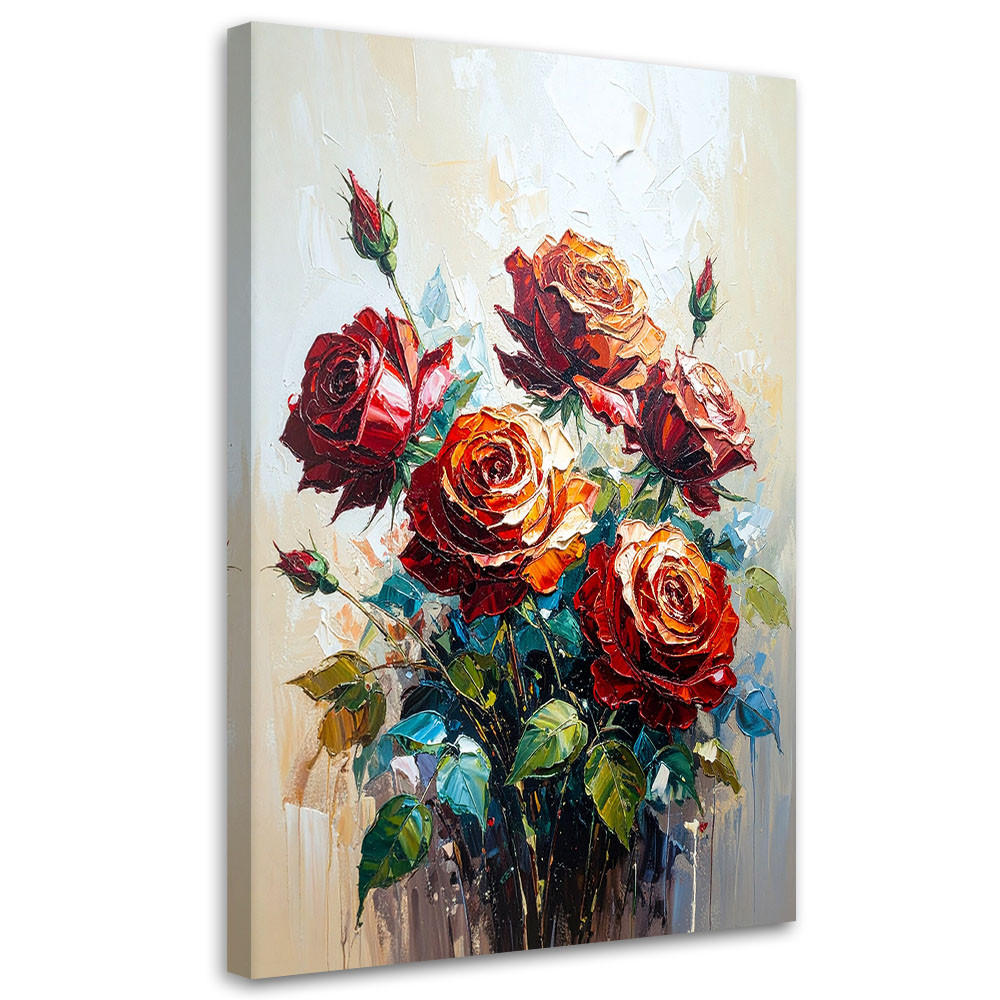 LEINWANDBILD Blumen 80x120cm - Rot, Textil (80/120cm) - Feeby