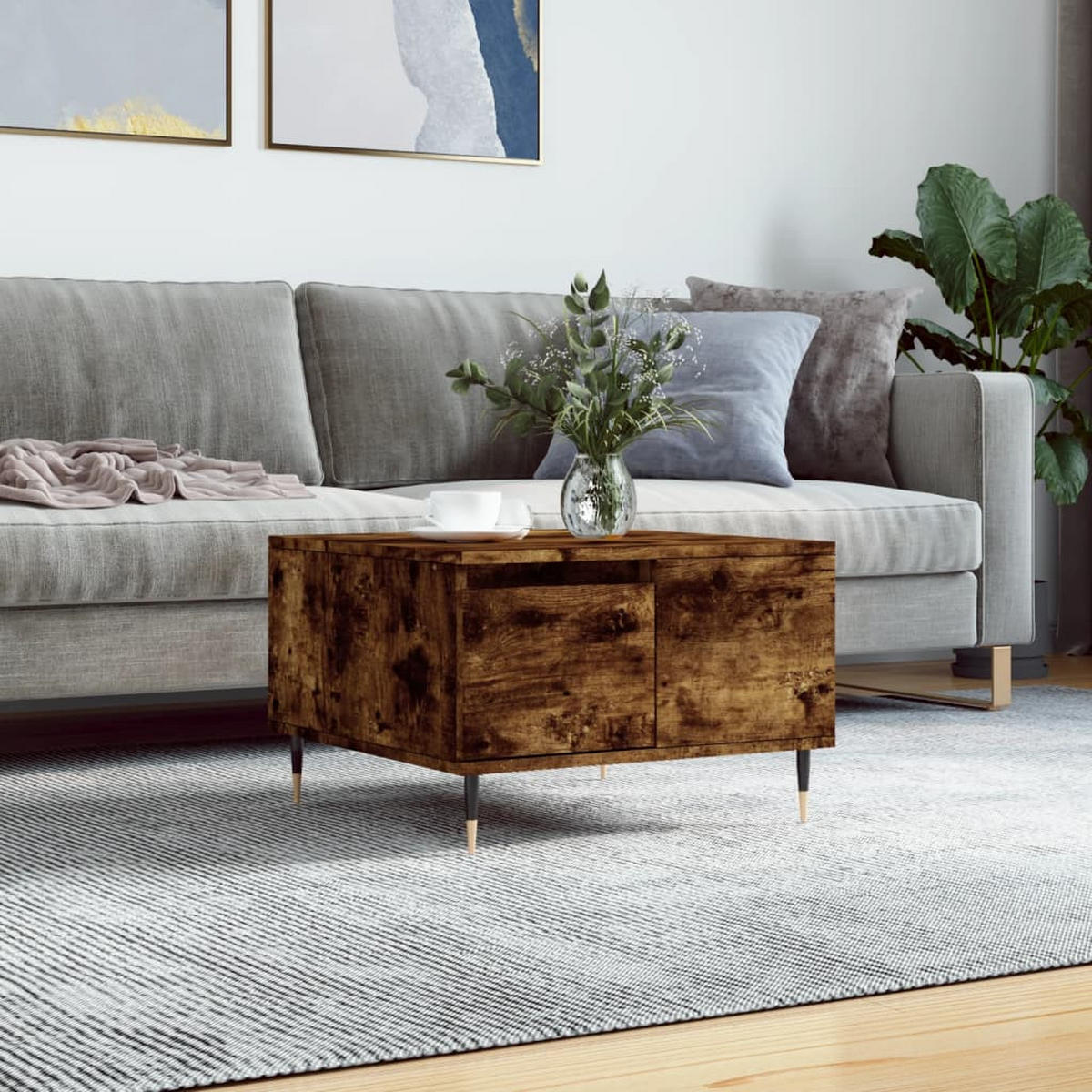 COUCHTISCH Räuchereiche 55x55x36,5 cm Holzwerkstoff - Braun, Holzwerkstoff (55/55/36.5cm) - furnicato