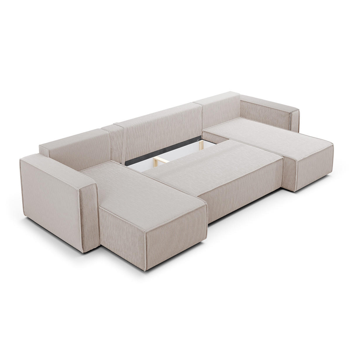 PANORAMASOFA Ezekiel 5 Sitzplätze Weiß - Weiß, Holz (309/73/145cm) - Petits-meubles