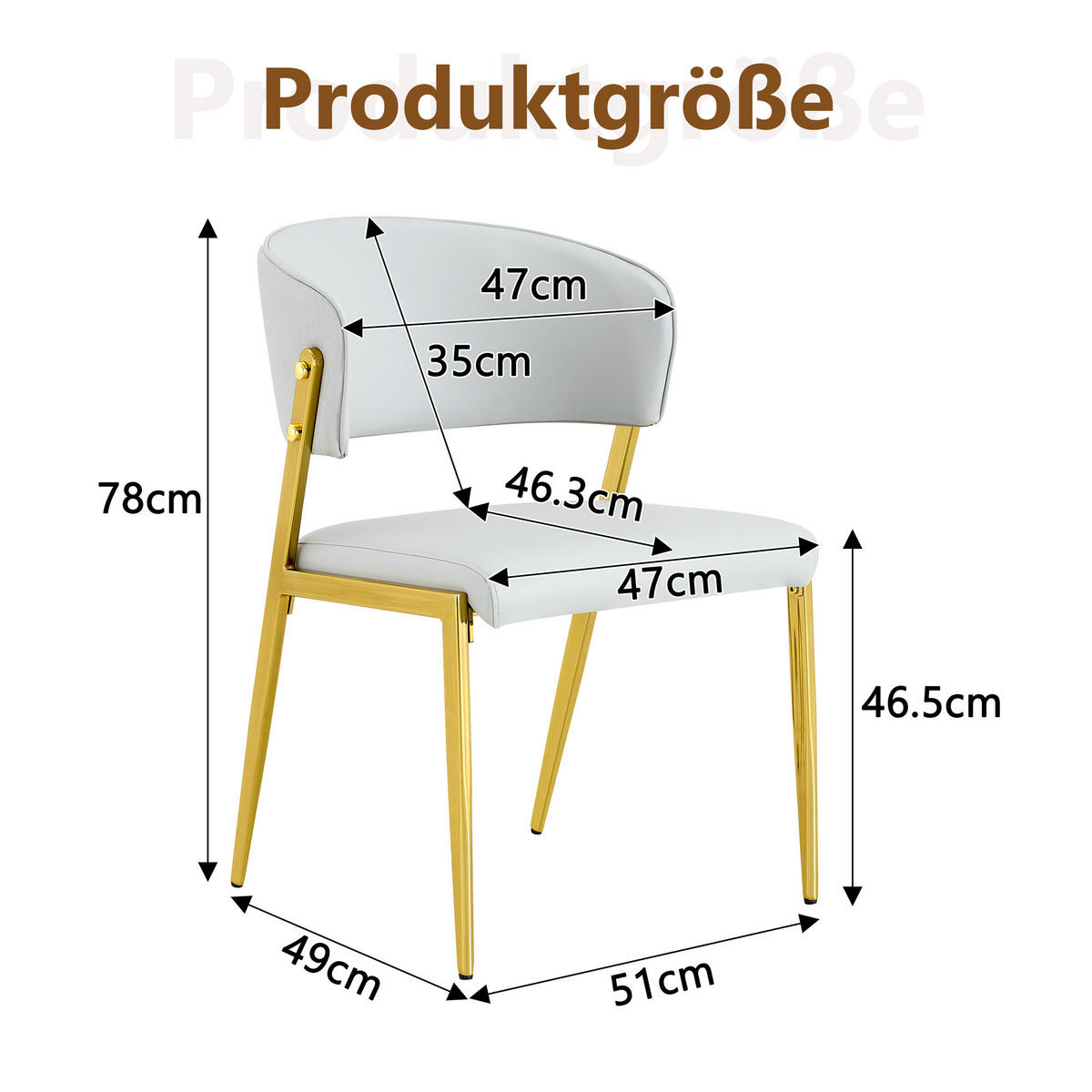 STUHL-SET DE-36685 2 Stück mit Kunstlederbezug und Metallgestell Hellgrau - Hellgrau, Metall (49/78/51cm) - ComfortXL