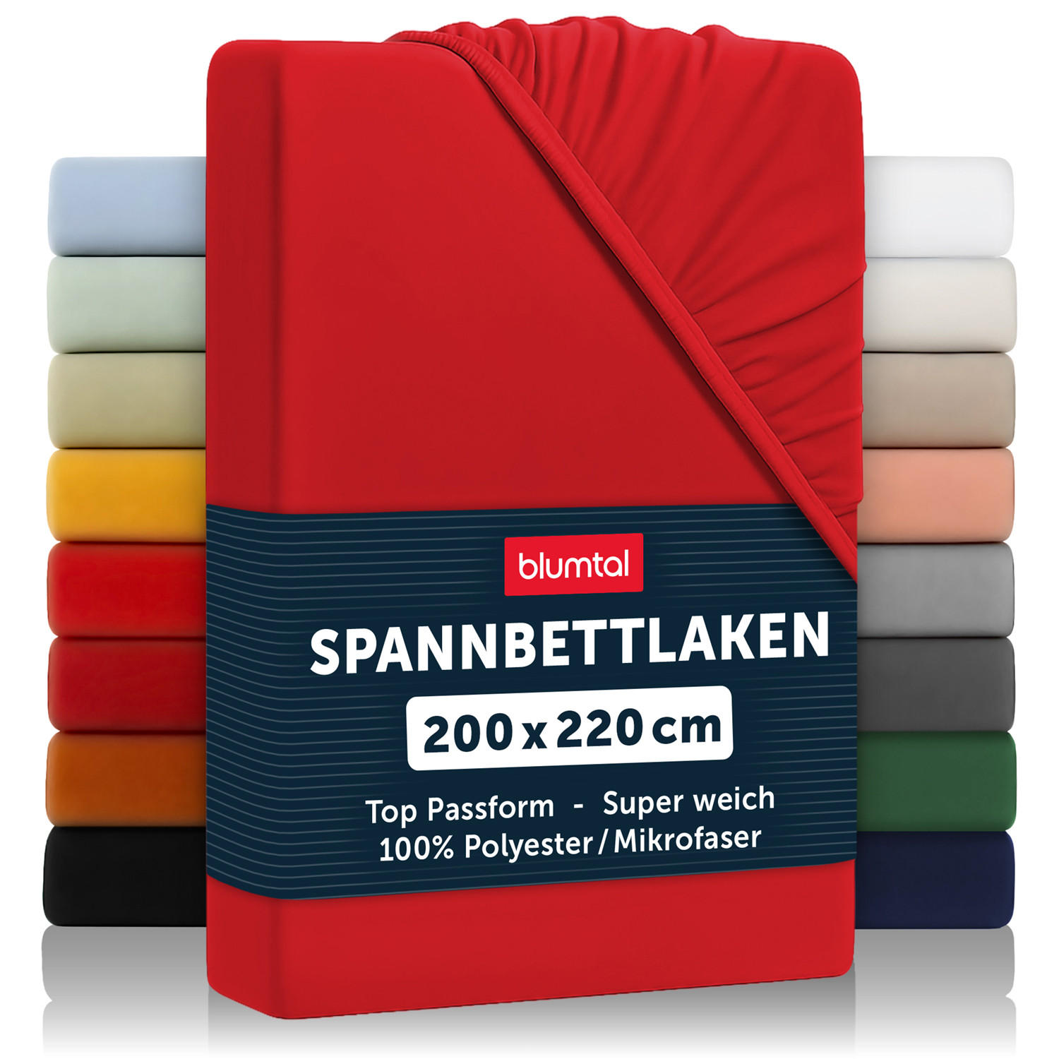 SPANNBETTLAKEN 2er-Set 200/220/30 cm Rot - Rot, Textil (200/220cm) - Blumtal