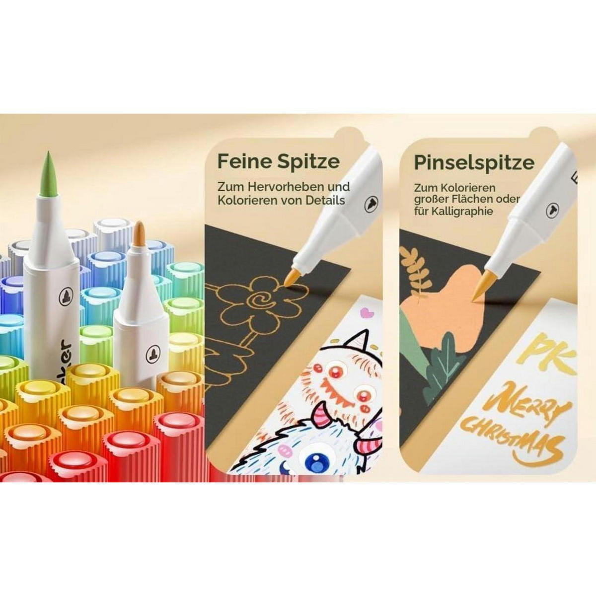 ACRYLMARKER 60er Set Doppelspitze Mehrfarbig - Multicolor, Kunststoff (10/5/15cm)