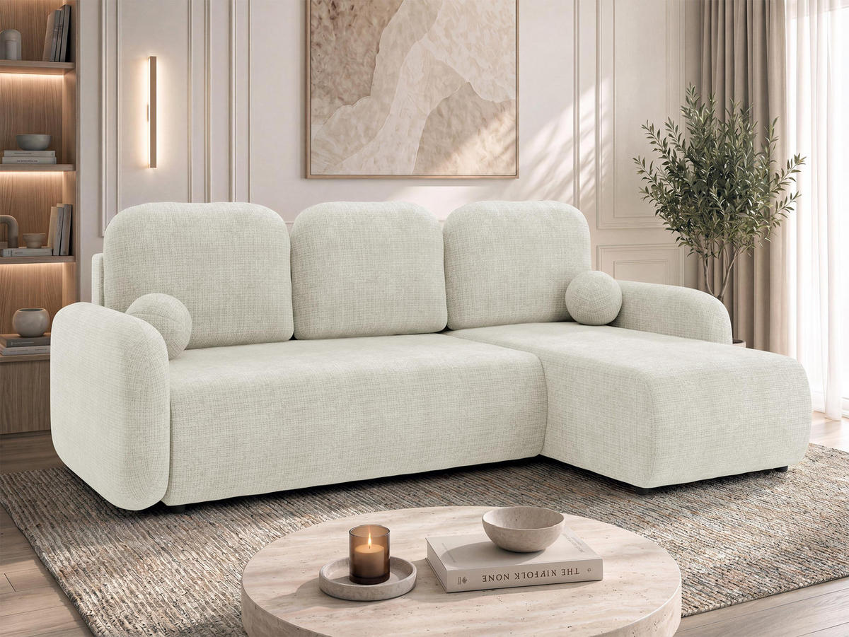 ECKSCHLAFSOFA Gizefa - Creme/Schwarz, Holz/Kunststoff (233/147cm) - MIRJAN24