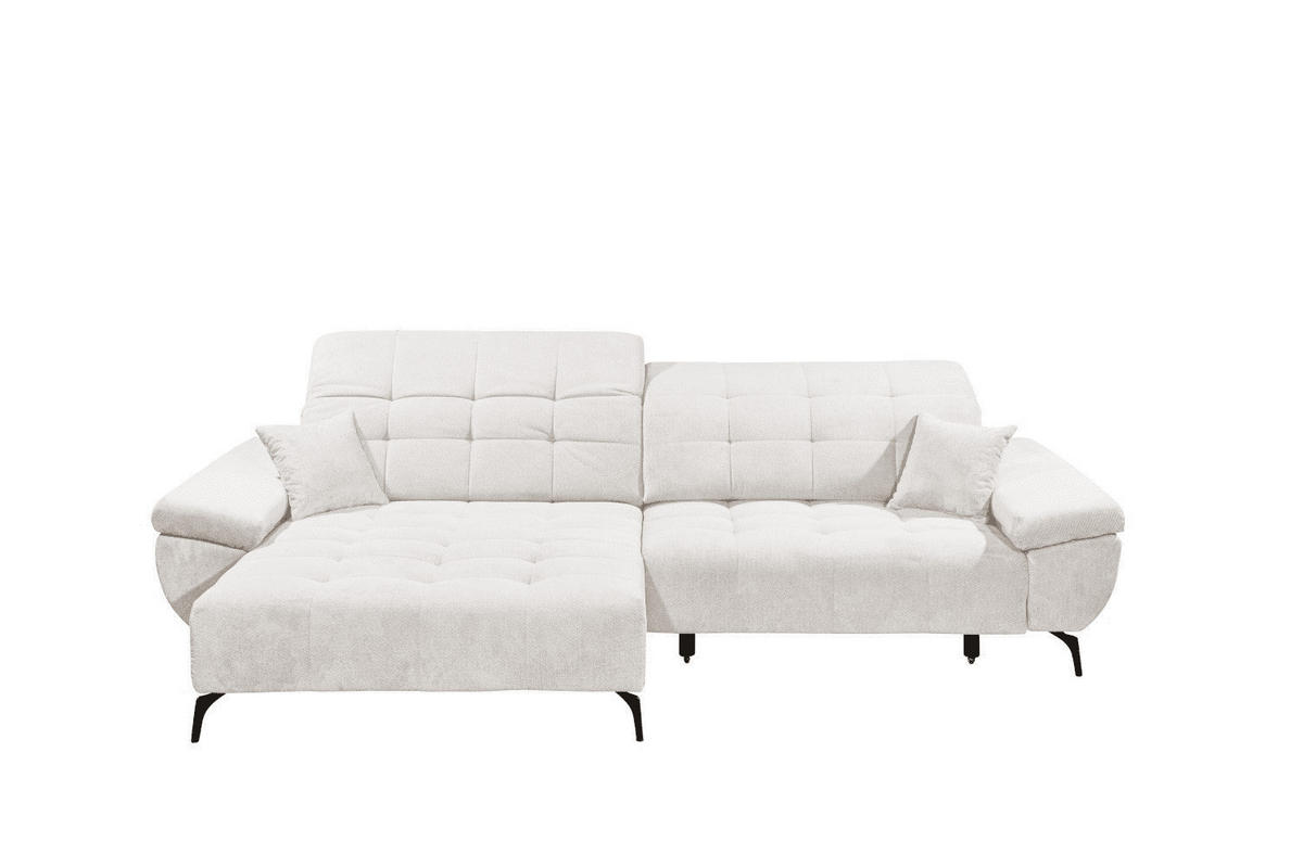 ECKSCHLAFSOFA mit Schlaffunktion & elektrischer Sitztiefenverstellung - Ecru/Beige, Holz/Holzwerkstoff (297/170cm) - ed exciting design