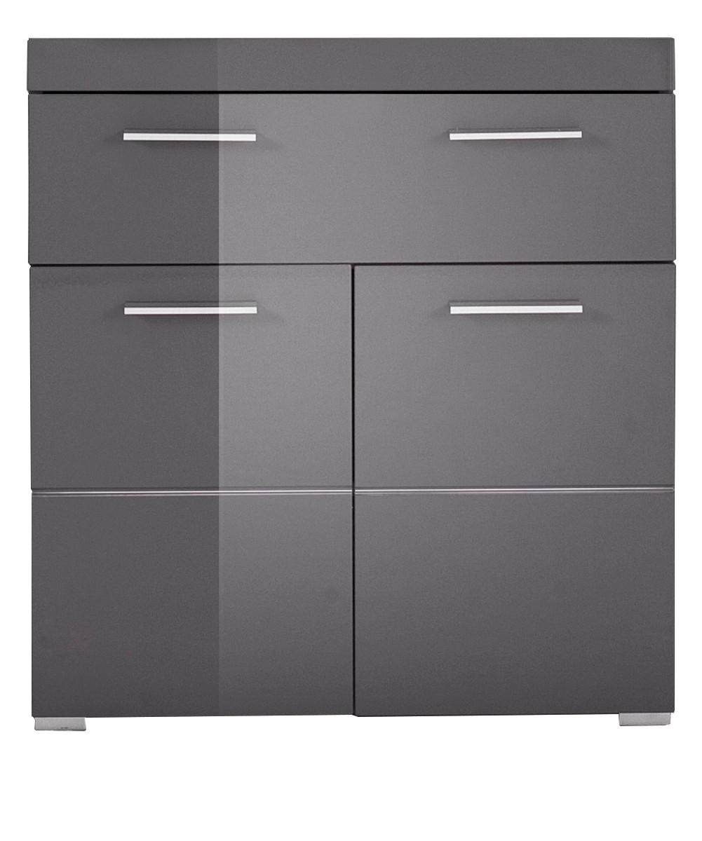 BADKOMMODE grau Hochglanz 73 x 79 cm, Badzimmer Kommode mit viel Stauraum - Grau, Holzwerkstoff/Kunststoff (73/79/31cm) - Top.Furn