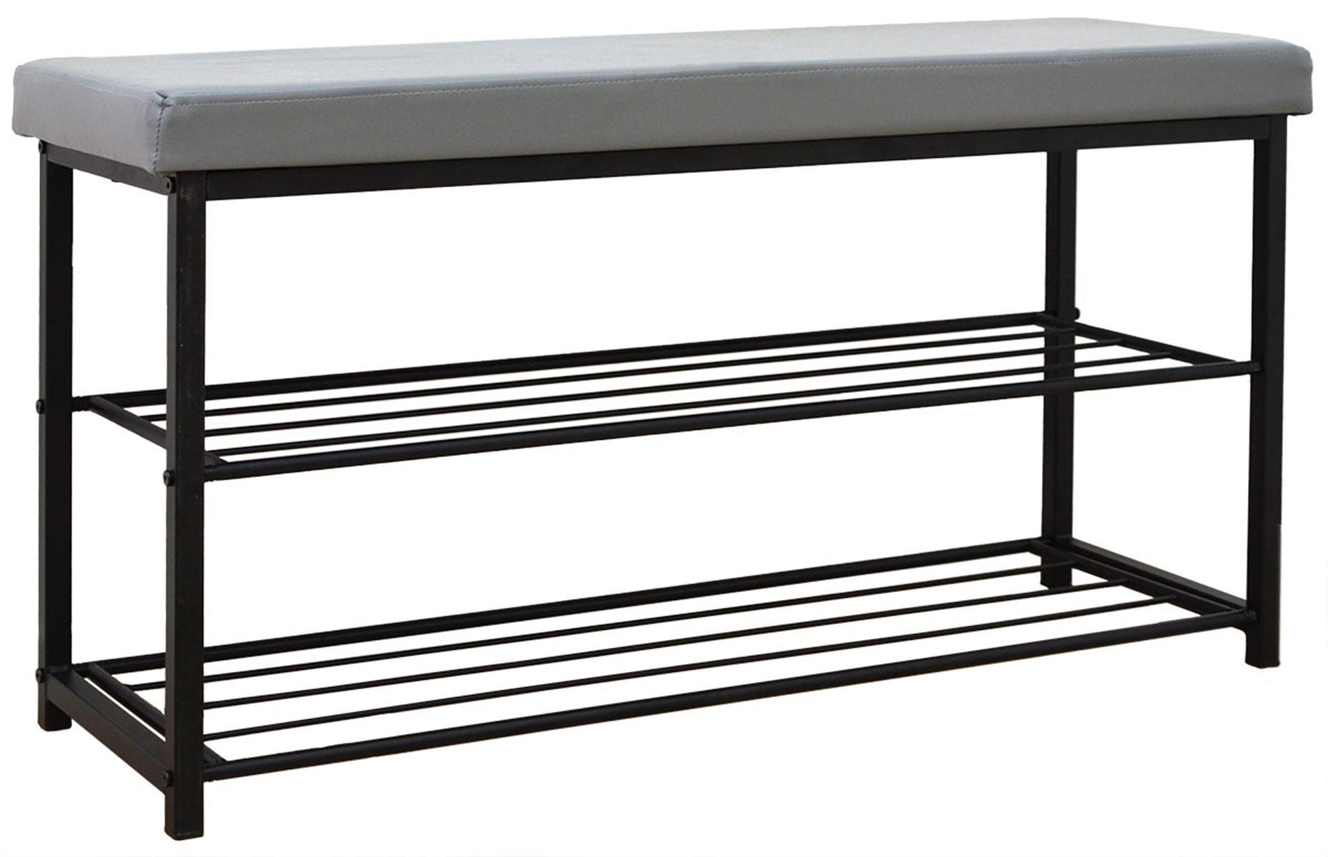SITZBANK-SCHUHREGAL 96/32,5/51 cm, Grau - Grau, Kunststoff (32.5/51/96cm) - Dunedesign