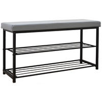 SITZBANK-SCHUHREGAL 96/32,5/51 cm, Grau - Grau, Kunststoff (32.5/51/96cm) - Dunedesign