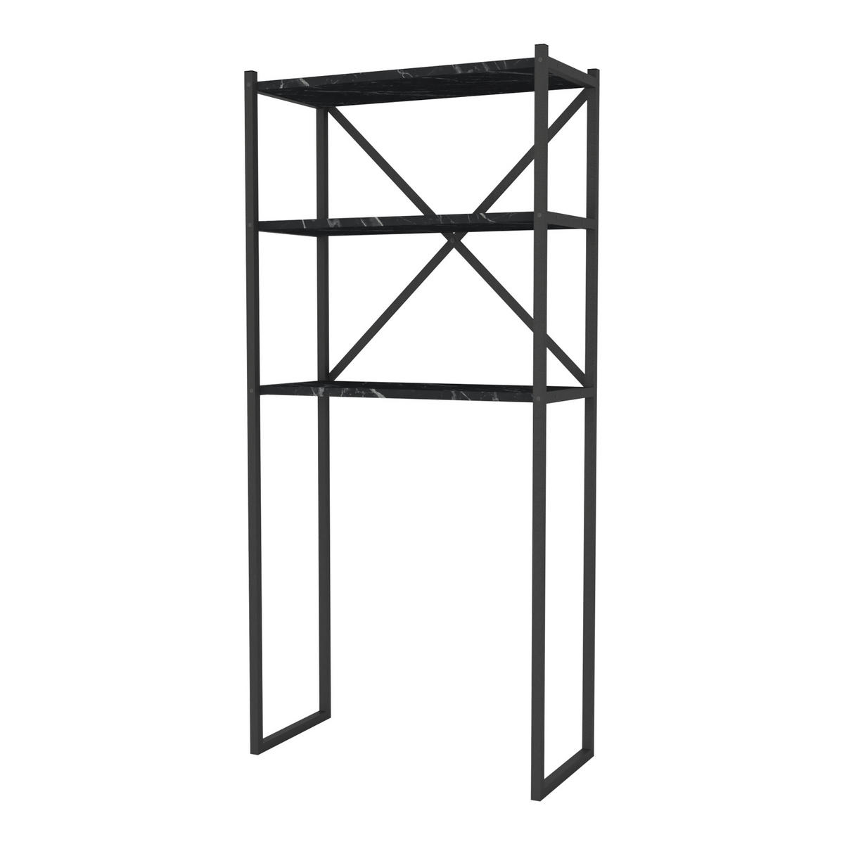 BADEZIMMERREGAL Askersund - Schwarz, Holzwerkstoff/Metall (66/160/34cm) - [en.casa]
