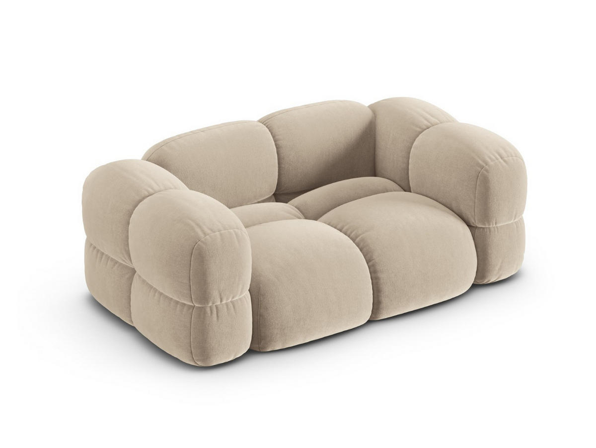 SOFA Loretto aus Samt leichtes beige 2 Sitzplätze - Creme, Textil (100/68/180cm) - Cosmopolitan Design