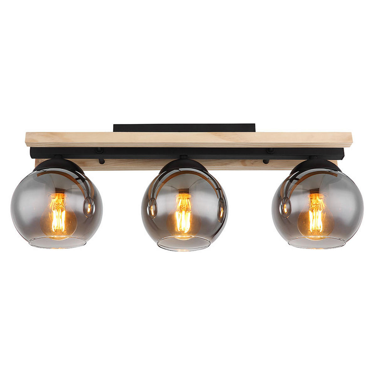 LED DECKENLEUCHTE Conni Braun Holz Glas Rauch - Braun, Glas (60/15/20.5cm) - Globo Lighting