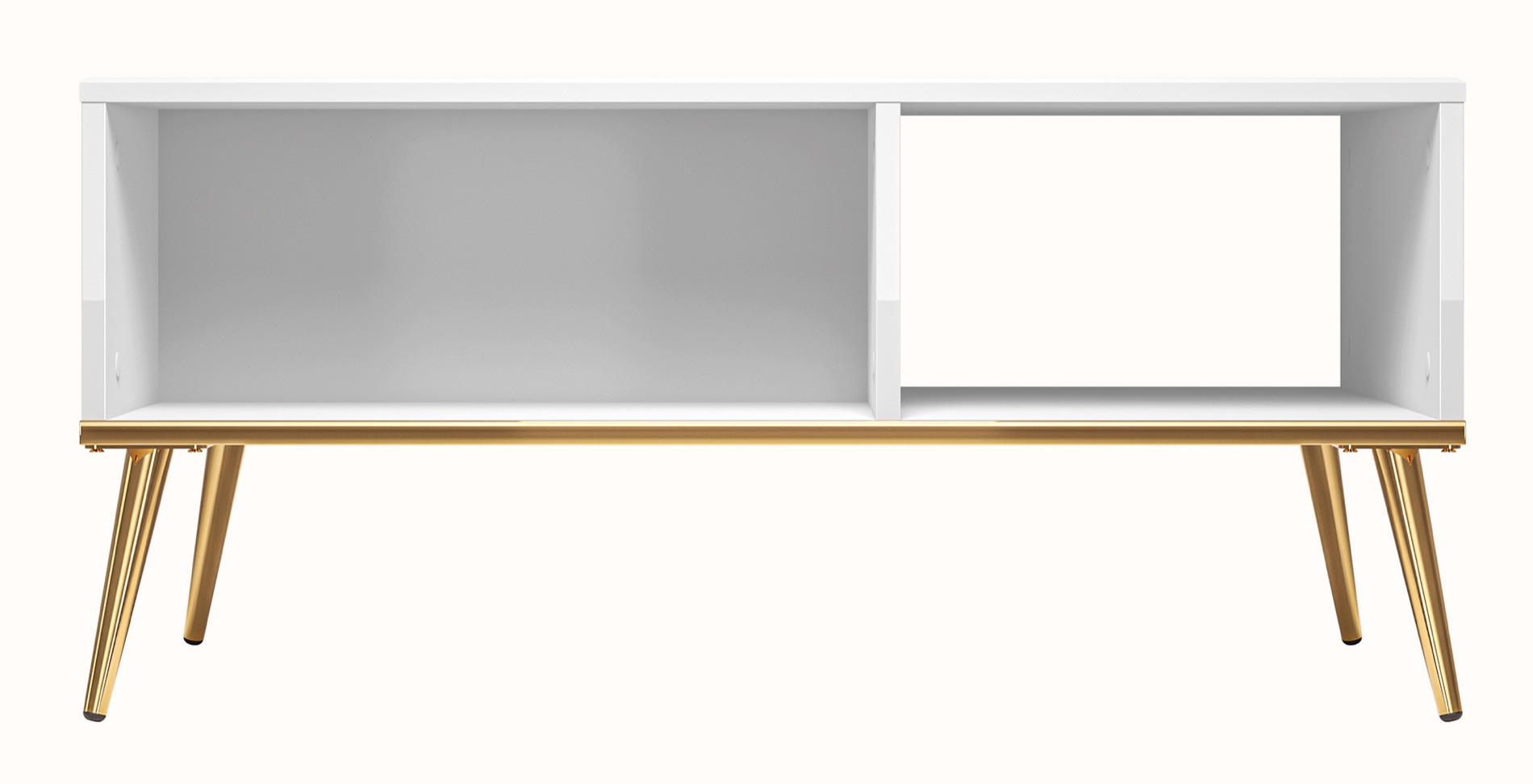 COUCHTISCH Darrby Weiß 90x60 cm - Goldfarben/Weiß, Holzwerkstoff/Metall (60/90/41.9cm) - Selsey