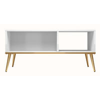 COUCHTISCH Darrby Weiß 90x60 cm - Goldfarben/Weiß, Holzwerkstoff/Metall (60/90/41.9cm) - Selsey
