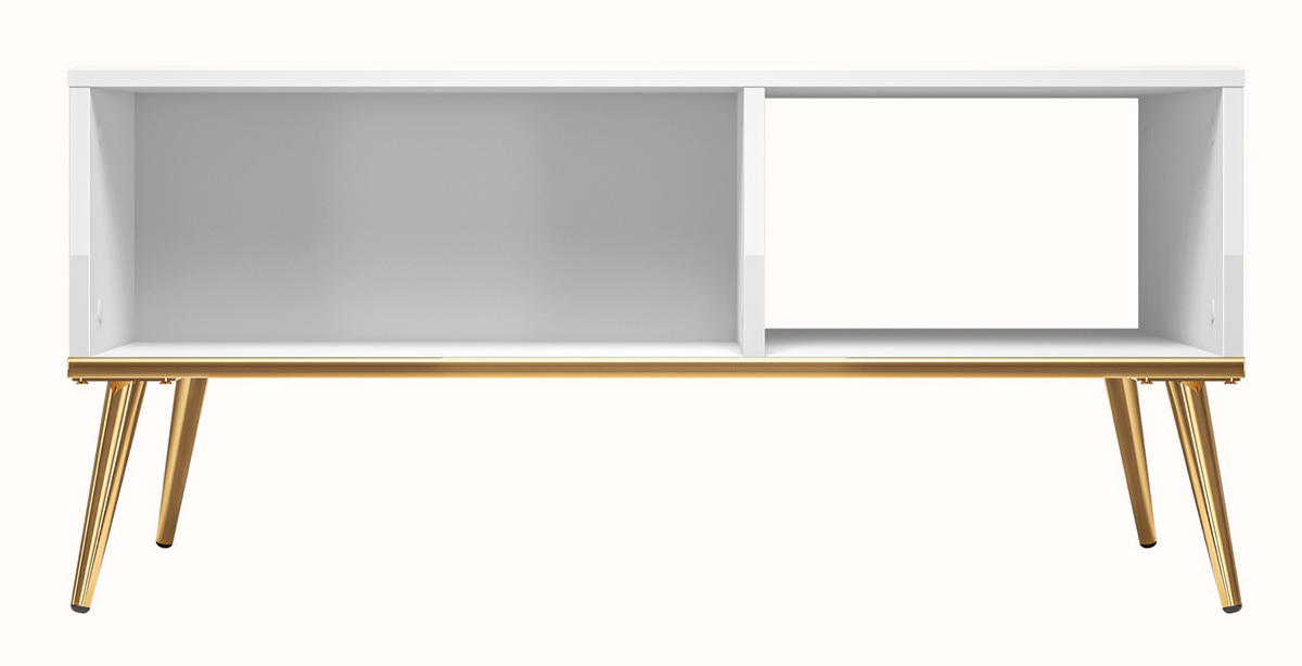 COUCHTISCH Darrby Weiß 90x60 cm - Goldfarben/Weiß, Holzwerkstoff/Metall (60/90/41.9cm) - Selsey