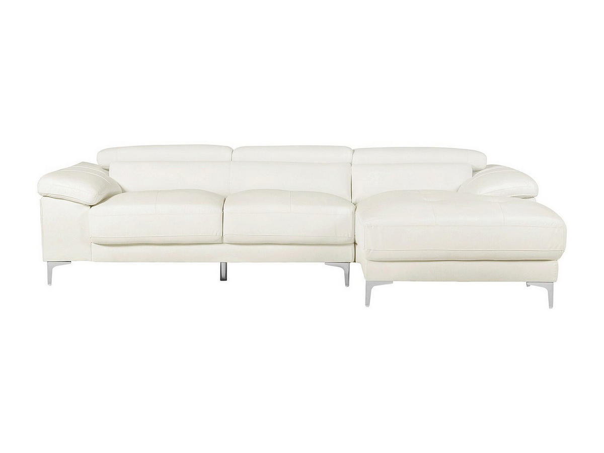 ECKSOFA - Ecke Rechts - Leder - Weiß - SOLANGE - Weiß, Leder (265/167cm) - Vente-Unique