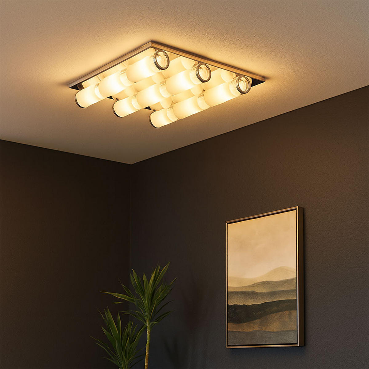 LED DECKENLEUCHTE TUBE Silber Aluminium - Silberfarben, Glas (40/40/8cm) - Esto