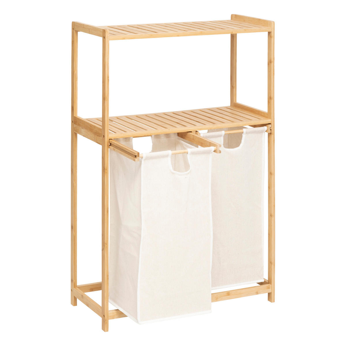 BAMBUSREGAL mit Wäschekorb Tidy Box 72/33/109 cm - Beige, Naturmaterialien (33/109/72cm) - 5five Simply Smart