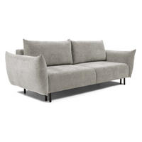 SOFA ADEL - Schlaffunktion Und Bettkasten, Wellenfederung, PUR-Schaum, Schwarze Metallfüße lose Rückenkissen, freistehend, 240x108x75 cm Silver - Silberfarben, Holz/Textil (240/75/108cm) - DomoHome