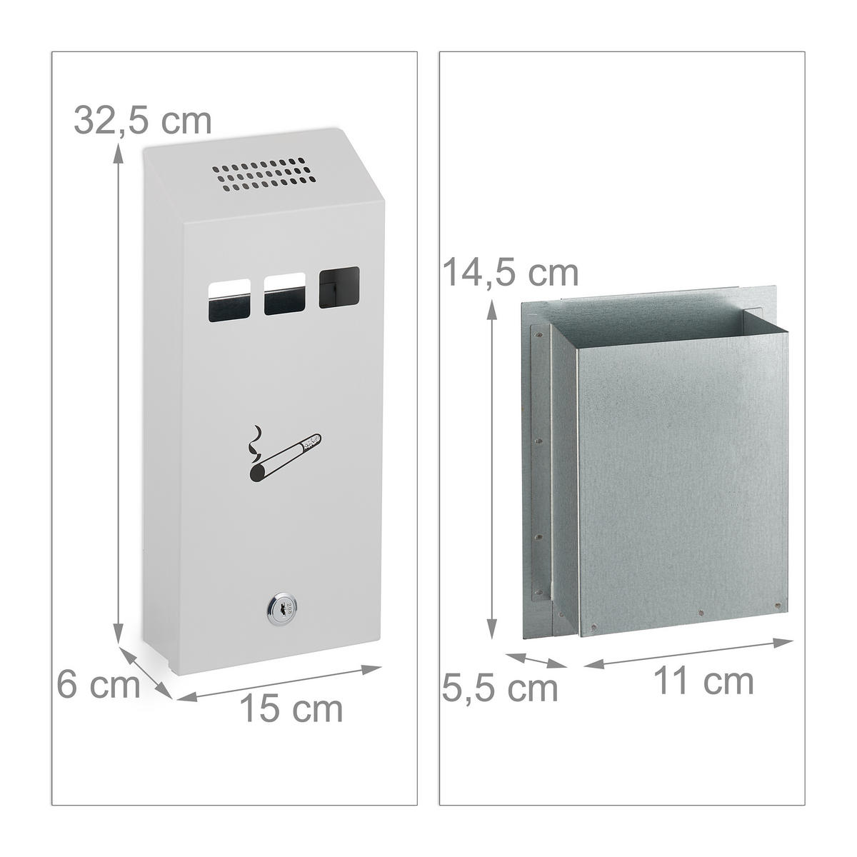 WANDASCHENBECHER - Weiß, Metall (15cm) - Relaxdays