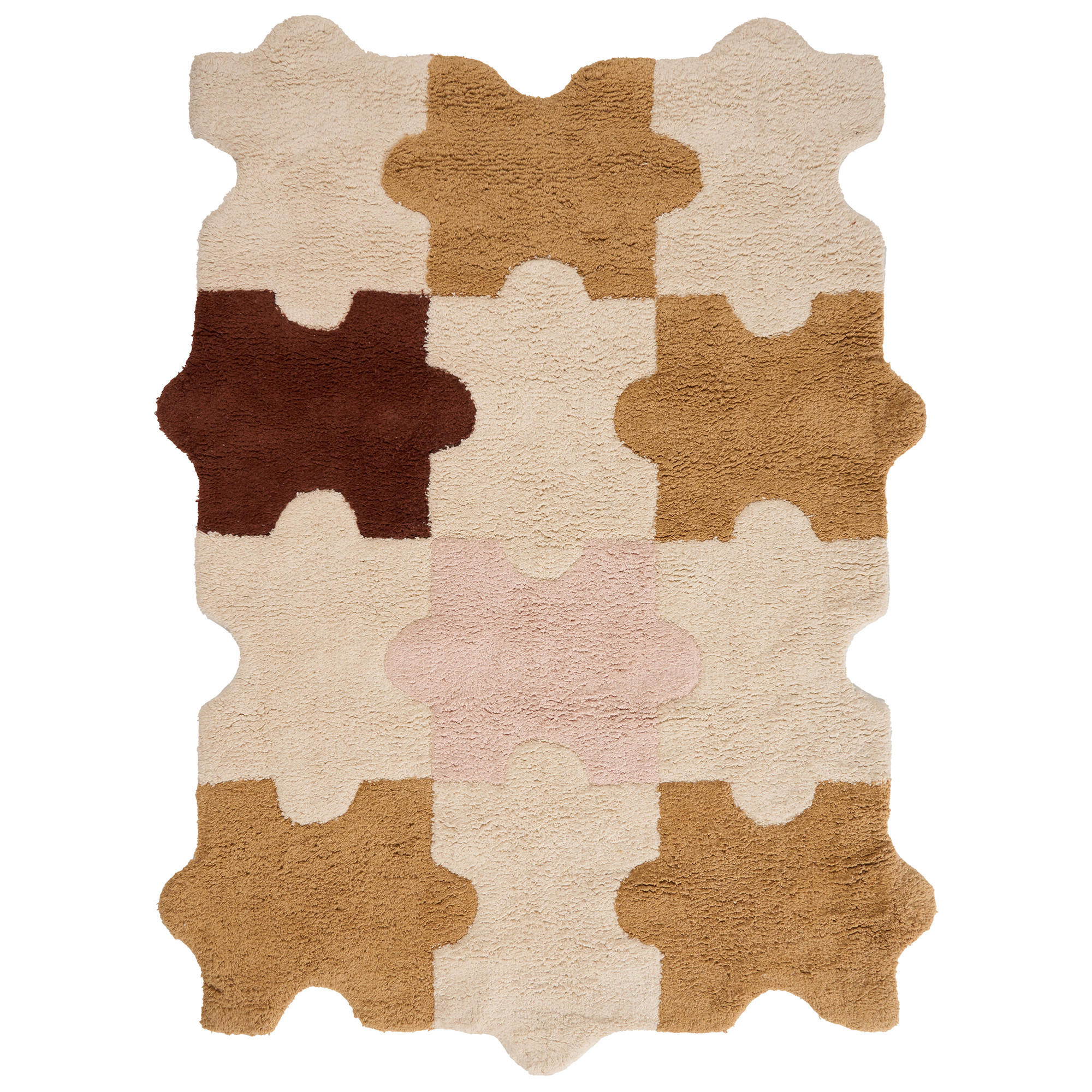 KINDERTEPPICH Bunt 90/120 cm Baumwolle Jigsaw - Pink/Beige, Textil (90/120cm) - Beliani