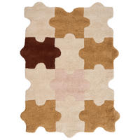 KINDERTEPPICH Bunt 90/120 cm Baumwolle Jigsaw - Pink/Beige, Textil (90/120cm) - Beliani