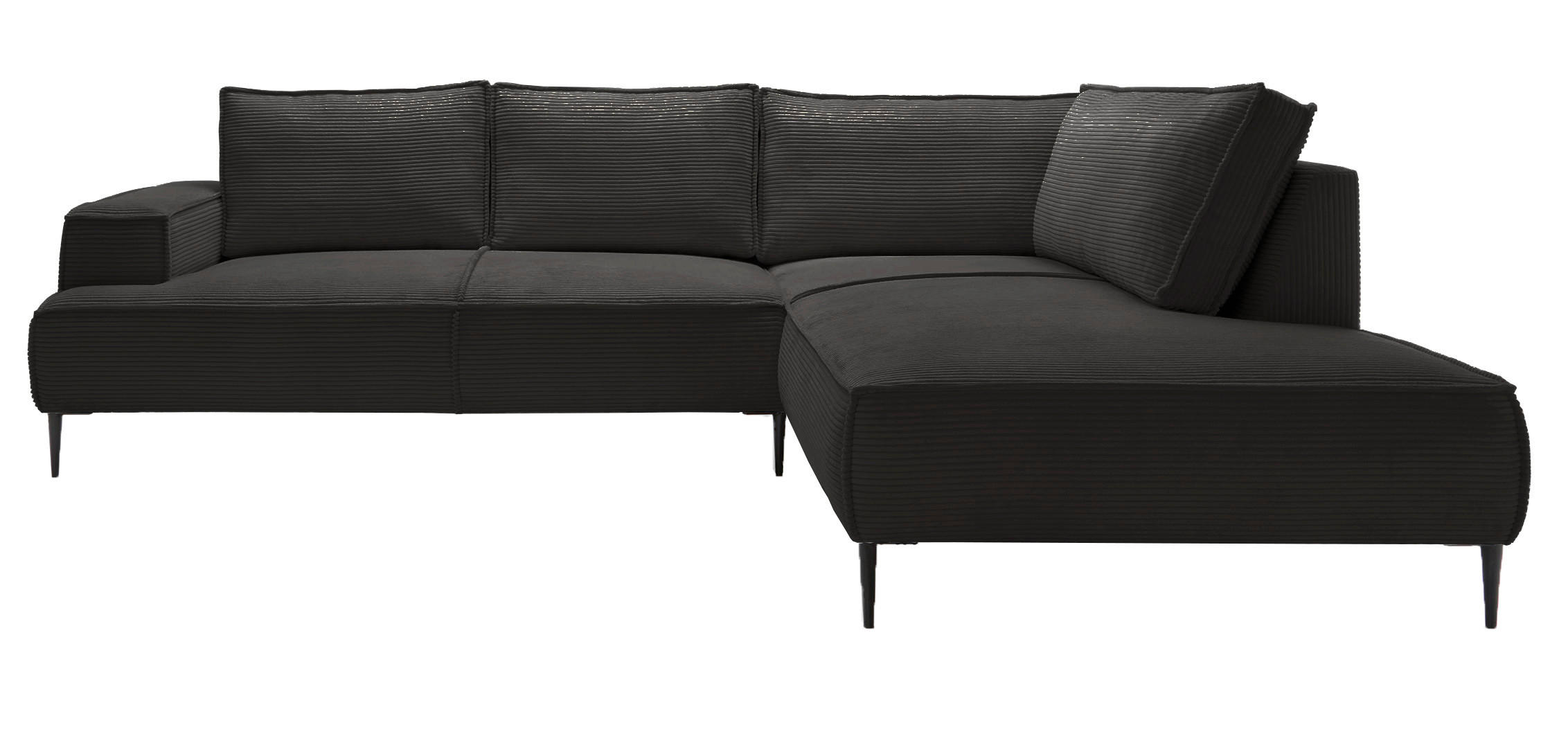 SCHLAFSOFA 275 cm L-Form Harmonia mit Beinen, Rechts, Dunkelgrau - Dunkelgrau, Holz (195/275cm) - Emporius