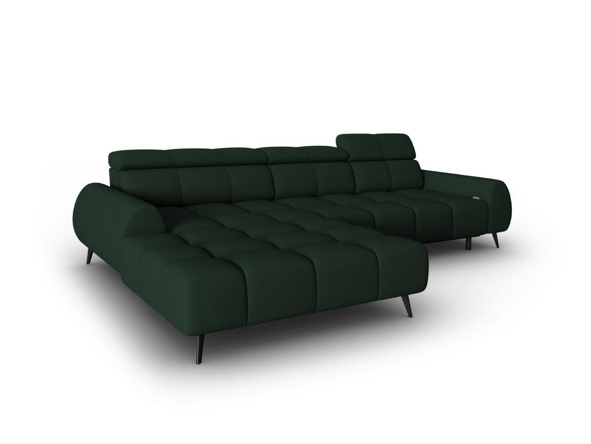ELEKTRISCHES-ECKSOFA links Alyse aus strukturiertem Stoff dunkelgrün 5 Sitzplätze - Dunkelgrün, Textil (188/295cm) - Micadoni
